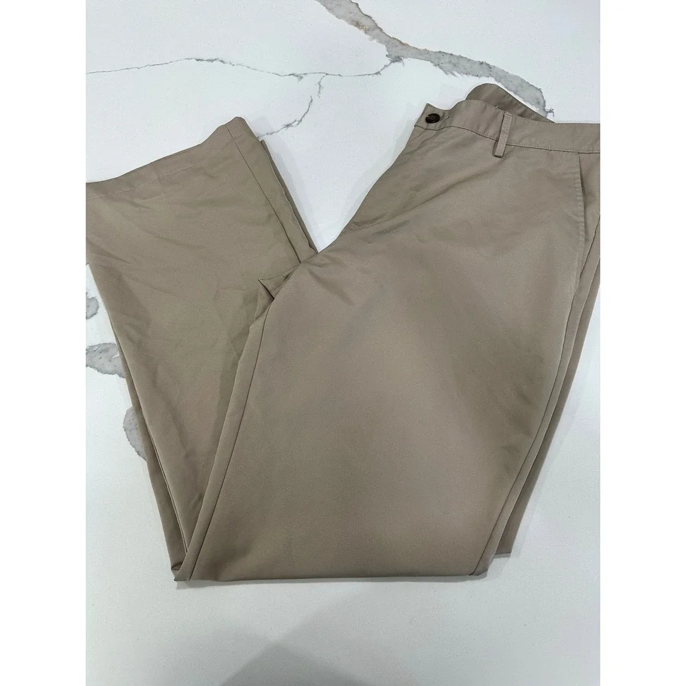 Adidas ClimaLite Golf Pants Flat Front Khaki Lightweight 36x32